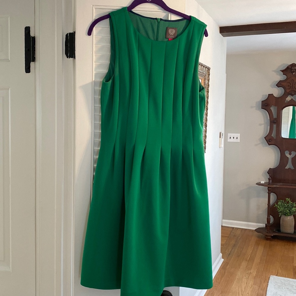 Vince Camuto Women’s Kelly Green Pleat Fit and Flare